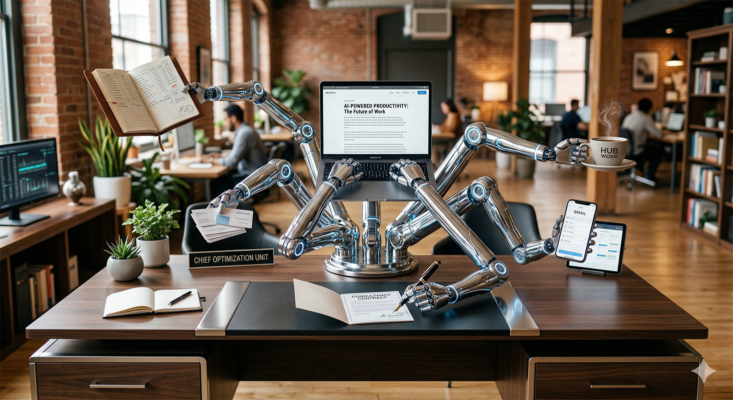 small business owner using AI tools on laptop — VibrantSpace